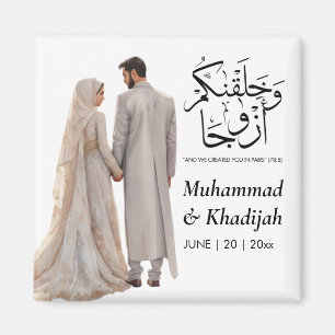 Illustration von muslimischem Brautpaar mit Quran- Magnet