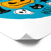 Illustration von niedlichen Halloween-Kreaturen Poster (Ecke)