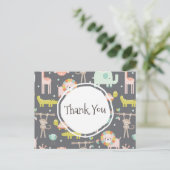 Illustration von niedlichen Wildtieren Vielen Dank Postkarte (Stehend Vorderseite)