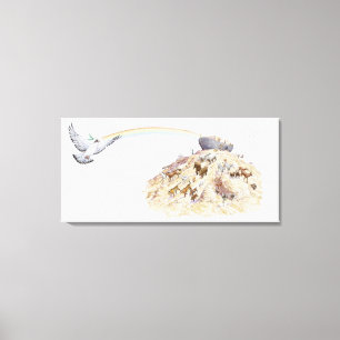 Illustration von Noahs Arche mit dem Tierverlassen Leinwanddruck