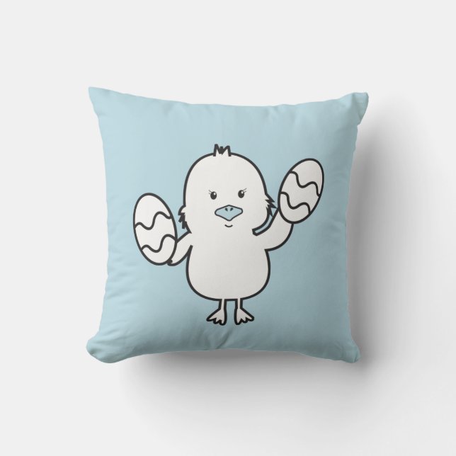 Illustration von Pastel Blue Niedlich Easter Chick Kissen (Vorderseite)