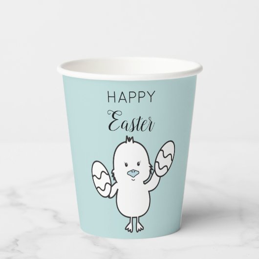 Illustration von Pastel Blue Niedlich Easter Chick Pappbecher (Rückseite)