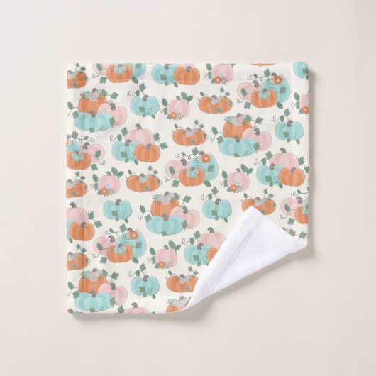 Illustration von Pastel Pumpkin Pattern Stilvoll Badhandtuch Set (Waschlappen)