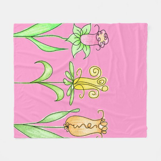 Illustration von Pastel Spring Flowers Fleecedecke (Vorderseite (Horizontal))