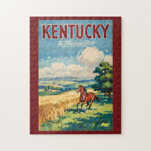 Illustration von Pferden in Kentucky, Reise Kunst Puzzle