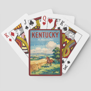 Illustration von Pferden in Kentucky, Reise Kunst  Spielkarten