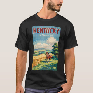 Illustration von Pferden in Kentucky, Reise Kunst T-Shirt