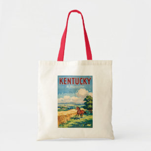 Illustration von Pferden in Kentucky, Reise Kunst Tragetasche