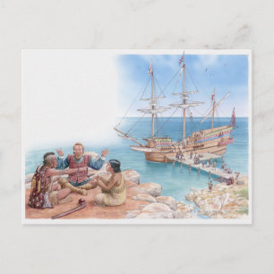 Illustration von Pocahontas und ihrem Vater Postkarte