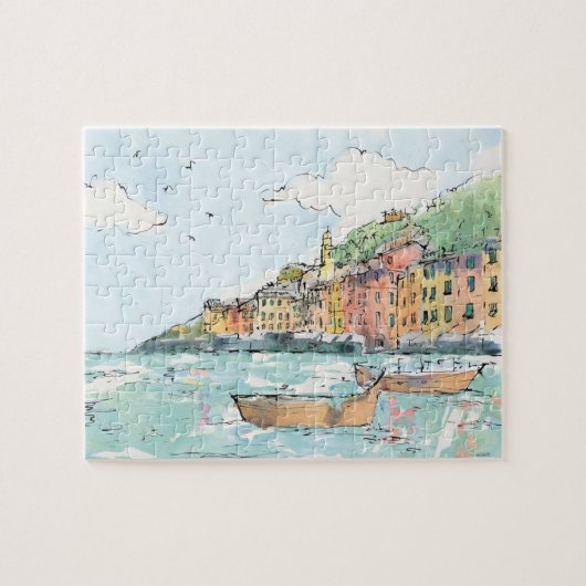 Illustration von Porofino Hafen Puzzle (Horizontal)