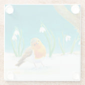 Illustration von Red Robin Bird und Snowdrops Glasuntersetzer (Rückseite)