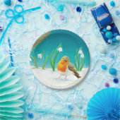 Illustration von Red Robin Bird und Snowdrops Pappteller (Party)