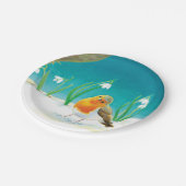 Illustration von Red Robin Bird und Snowdrops Pappteller (Schrägansicht)