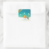Illustration von Red Robin Bird und Snowdrops Quadratischer Aufkleber (Tasche)