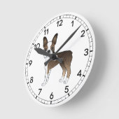 Illustration von Rindle und White Boston Terrier D Runde Wanduhr (Winkel)