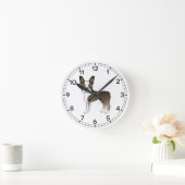 Illustration von Rindle und White Boston Terrier D Runde Wanduhr (Zuhause)
