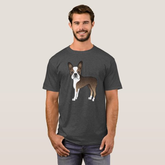 Illustration von Rindle und White Boston Terrier D T-Shirt (Vorne ganz)