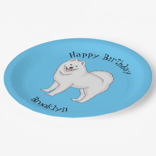 Illustration von Samohunde-Cartoon Pappteller (Schrägansicht)