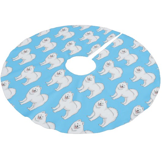 Illustration von Samohunde-Cartoon Polyester Weihnachtsbaumdecke (Schrägansicht)