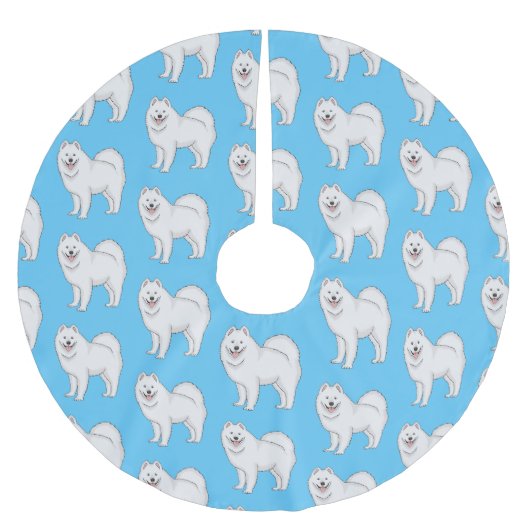 Illustration von Samohunde-Cartoon Polyester Weihnachtsbaumdecke (Vorderseite)