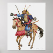 Illustration von Samurai auf dem Pferd Poster (Vorne)