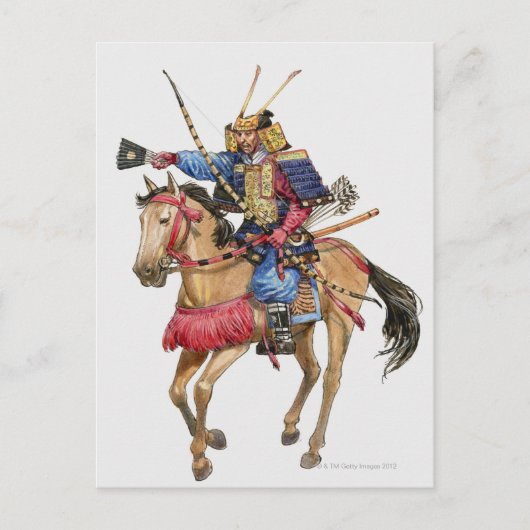 Illustration von Samurai auf dem Pferd Postkarte (Vorderseite)