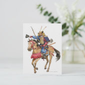 Illustration von Samurai auf dem Pferd Postkarte (Stehend Vorderseite)