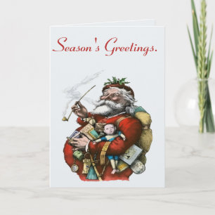Illustration von Santa im Vintage-Stil mit farbige Karte