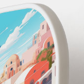 Illustration von Santorini Island Griechenland Rei Pickleball Schläger (Linke Seite)