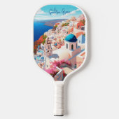 Illustration von Santorini Island Griechenland Rei Pickleball Schläger (Rückseite)