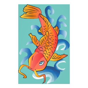 Illustration von schwimmenden Koi-Fischen Fotodruck