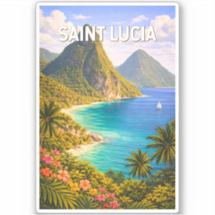 Illustration von St. Lucia Reise Kunst Vintage Aufkleber