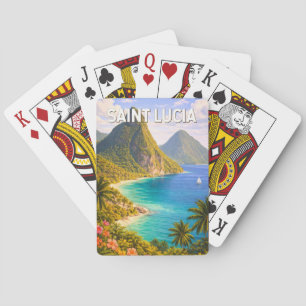 Illustration von St. Lucia Reise Kunst Vintage Spielkarten