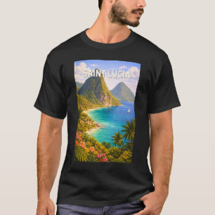 Illustration von St. Lucia Reise Kunst Vintage T-Shirt