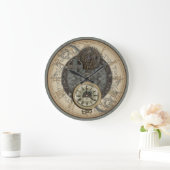 Illustration von Steampunkrusken und Pocket Watch Große Wanduhr (Zuhause)