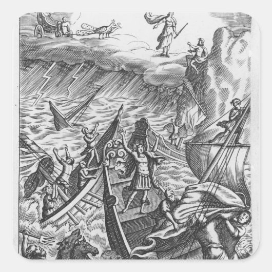 Illustration von "The Aeneid" von Virgil Quadratischer Aufkleber (Vorderseite)