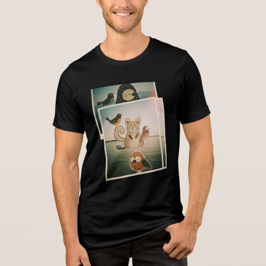 Illustration von Tieren und Vögeln - Natur-Th Tri-Blend Shirt (Vorderseite)