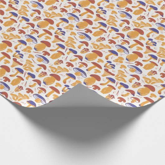 Illustration von Vintag essbaren Pilzen Geschenkpapier (Ecke)