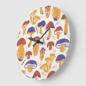Illustration von Vintag essbaren Pilzen Große Wanduhr (Winkel)