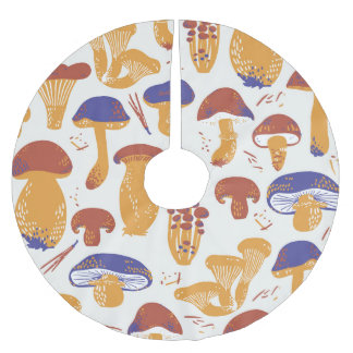 Illustration von Vintag essbaren Pilzen Polyester Weihnachtsbaumdecke