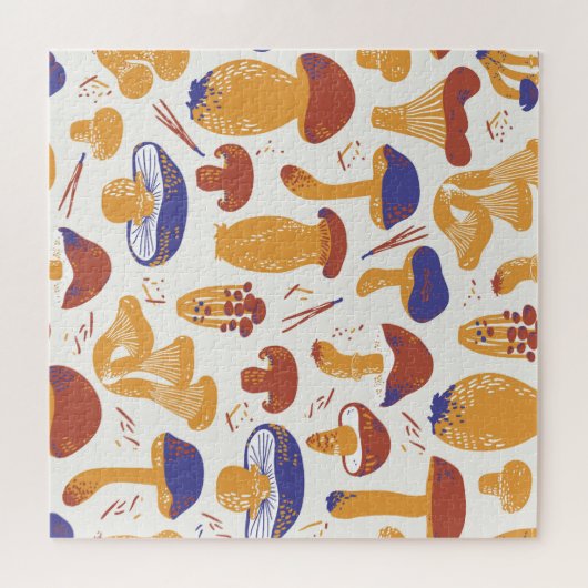 Illustration von Vintag essbaren Pilzen Puzzle (Horizontal)