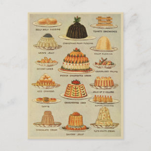 Illustration von Vintage-Desserts-Diagramm Kochges Postkarte