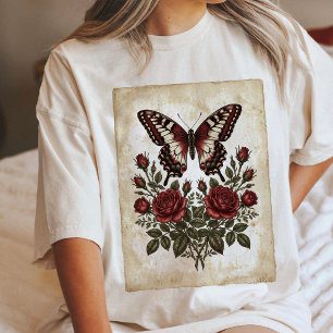 Illustration von Vintage-Schmetterling und roten R Tri-Blend Shirt