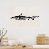 Illustration von Vintagem Riffhai - schwarz getipp Poster (Küche)
