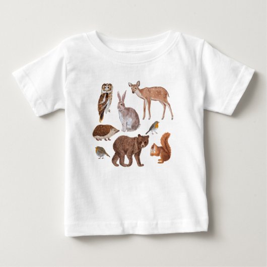 Illustration von Waldtieren Baby T-shirt (Vorderseite)