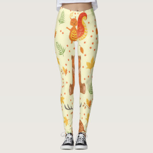 Illustration von Waldtieren mit Ziermustern Leggings