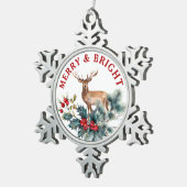 Illustration von Weihnachtsliedern und Hirschen Schneeflocken Zinn-Ornament (Rechts)