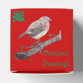 Illustration von Weihnachtsrobin und Efeu-Blätter Geschenkschachtel (Oben)