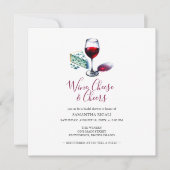 Illustration von Wein und Käse Brautparty Einladung (Vorderseite)