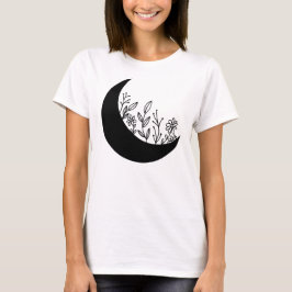 Illustration von Wildblumen, die aus dem Mond wach T-Shirt
